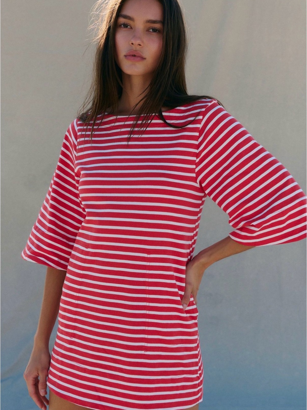 Free People Charlie Red and White Striped Mini Dress